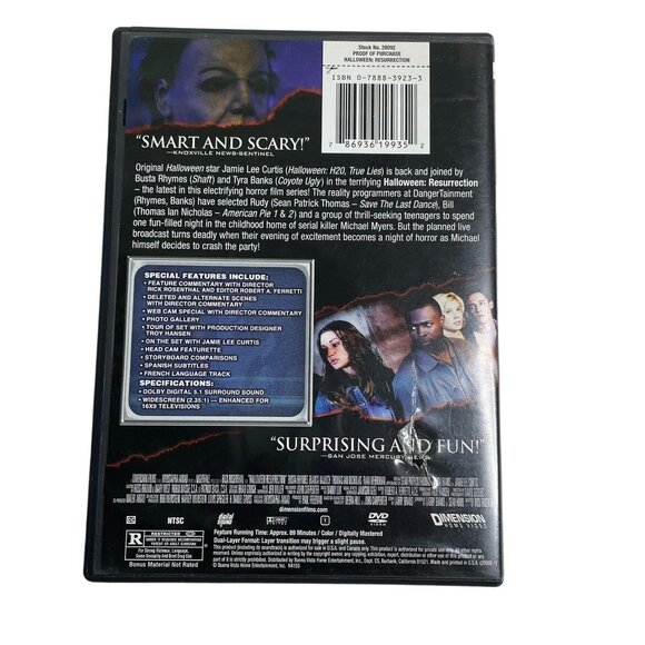 Halloween Resurrection Slasher Horror DVD 2002 R u Jamie Lee Curtis Busta Rhymes - Picture 2 of 2